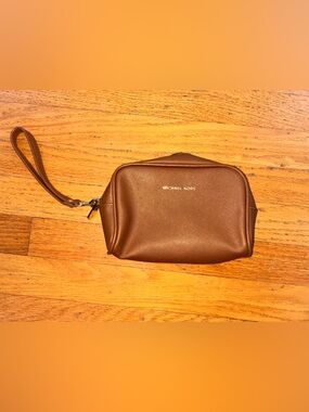 Michael Kors Brown Saffiano Leather Toiletry Wristlet